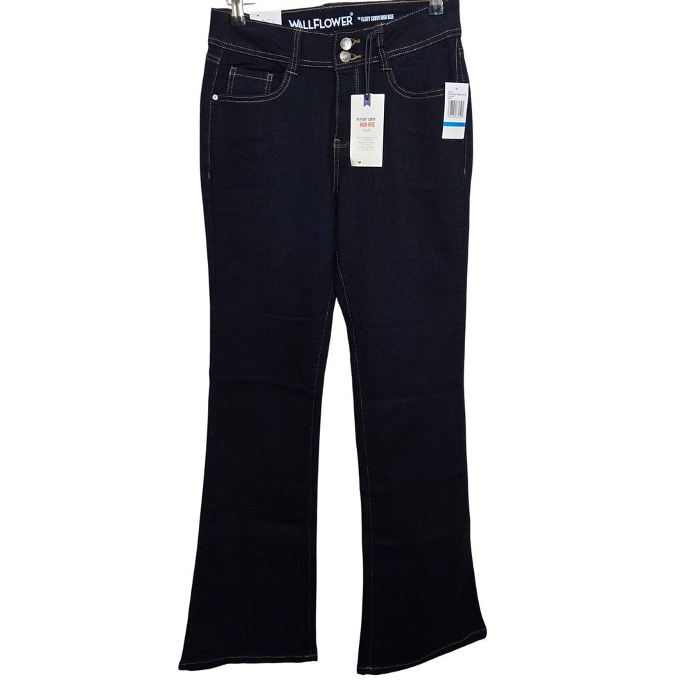 Wallflower Flirty Curvy High Rise Flare Jeans Dark Wash Juniors Size 9 Y2K NWT